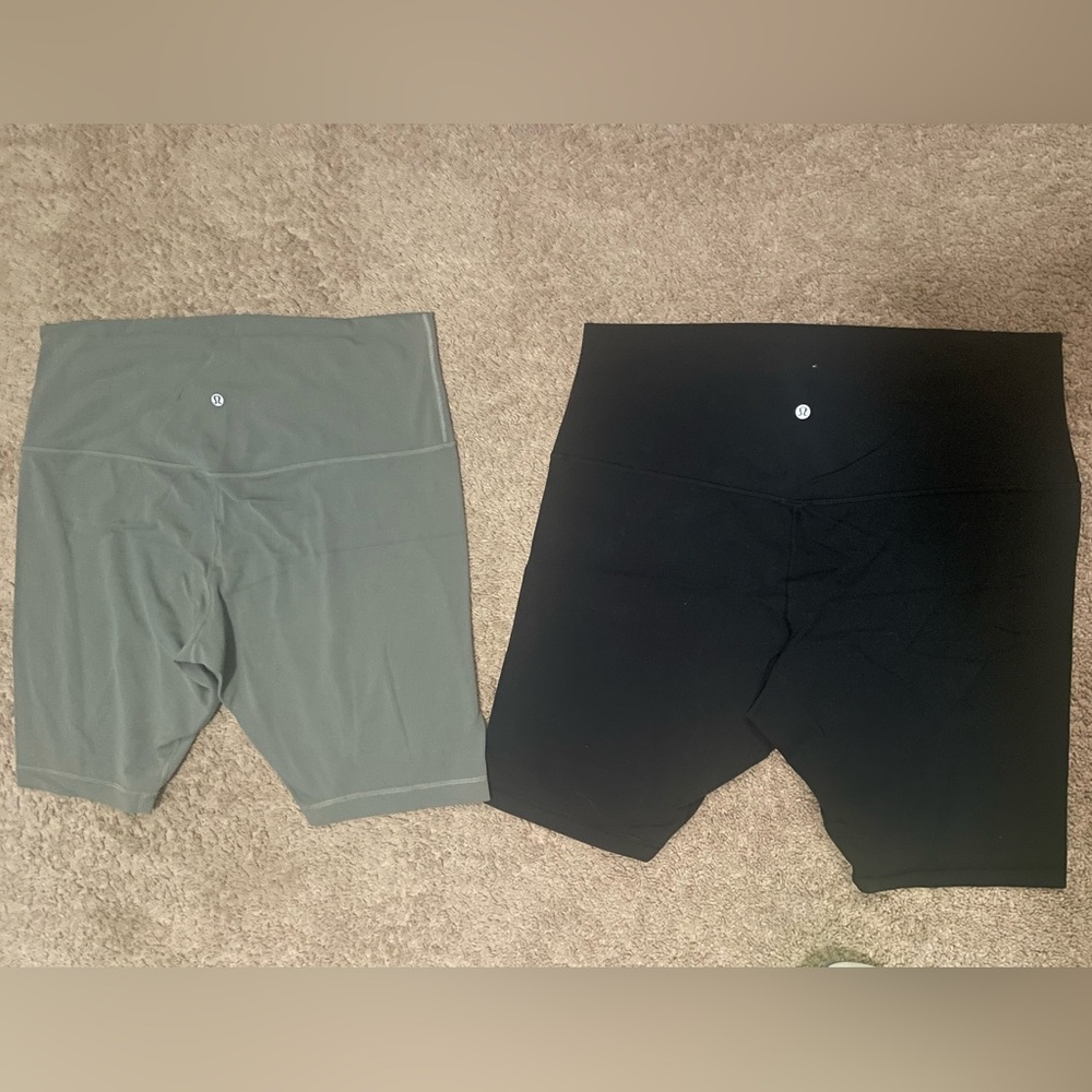 lululemon athletica bike shorts

1 black pair 
1 olive green pair.